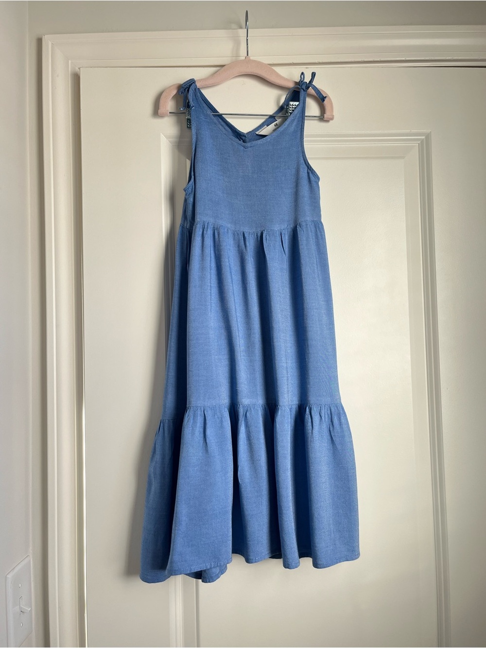 H&M Girls Blue Tie-Shoulder Tiered Dress sz 4T